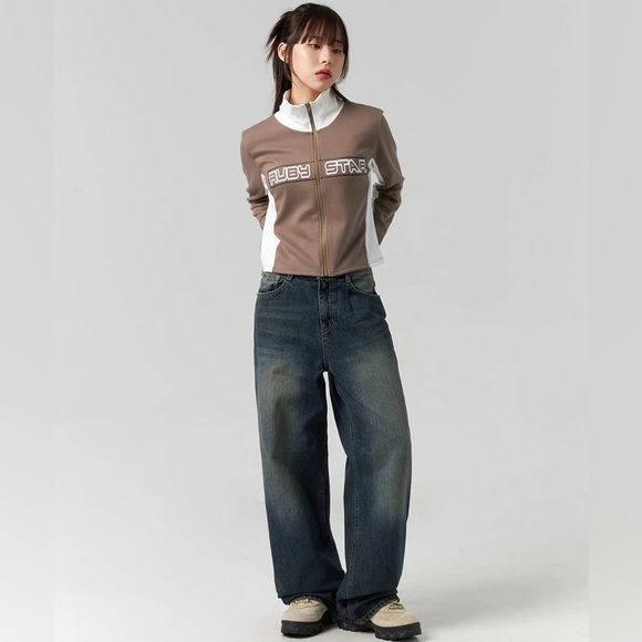 Lewkin Wide Wash Demin Jeans CG331 (Dark Blue) - Picture 3 of 3